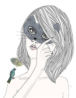 手绘猫女头像素材