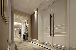 白色简约室内长廊效果图