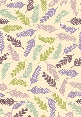 紫色叶子卡通填充背景矢量素材