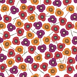 多色花朵带叶卡通填充背景矢量素材