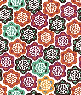 多色花朵卡通填充背景矢量素材