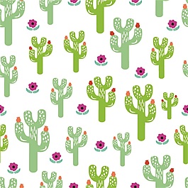 仙人掌花朵卡通填充背景矢量素材