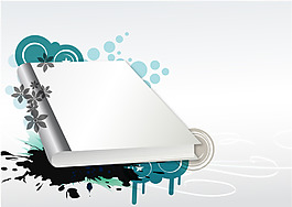 矢量白色书本蓝色水墨圈圈花纹背景