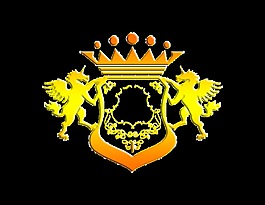 金黄色花纹框皇冠盾牌天马装饰图案