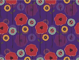 手绘多色花朵卡通填充背景矢量素材