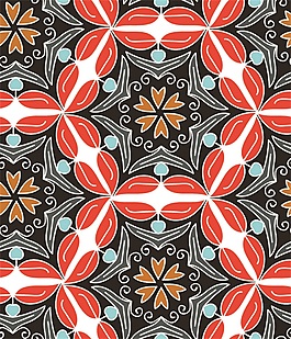 多色花瓣花朵卡通填充背景矢量素材