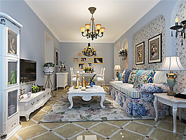 田园地中海客厅效果图