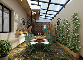 田园地中海阳台效果图JPG