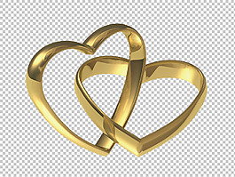 婚礼金色心免抠png透明图层素材