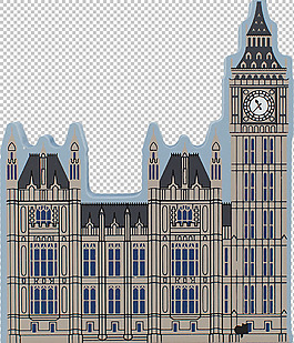 英国国会大厦手绘图片