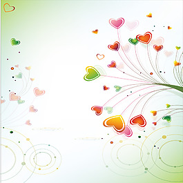 手绘彩色心形小草背景