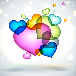 梦幻彩色透明心形背景