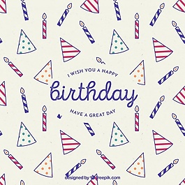 漂亮的生日帽和蜡烛的背景