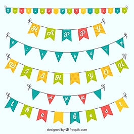 五彩花环生日平板集