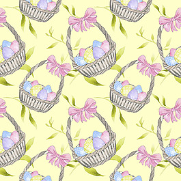 黄色卡通可爱复活节背景蓝色素材