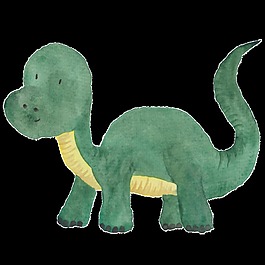 深绿色手绘卡通恐龙透明素材