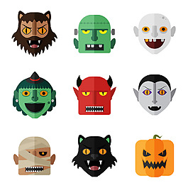 万圣节卡通矢量标签