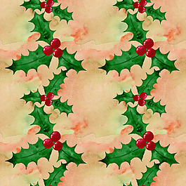 手绘圣诞树叶子新年背景素材