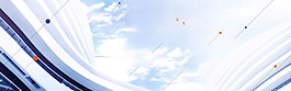 白色线条云朵banner背景素材