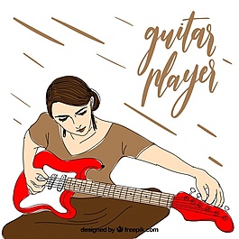 她准备的吉他演奏吉他的背景