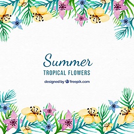 漂亮的老式水彩花卉背景的夏天
