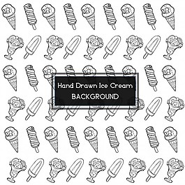 手绘的黑色和白色的冰淇淋的背景