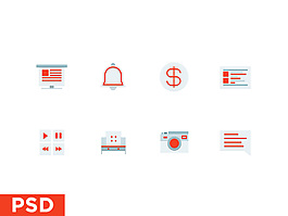 彩色扁平网页手机icon图标