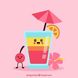 在樱桃鸡尾酒平面设计背景