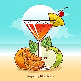 鸡尾酒背景水果