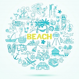 手绘海滩元素背景