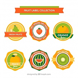 扁平标签与各种水果搭配