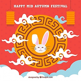 中秋节，红色的背景装饰框