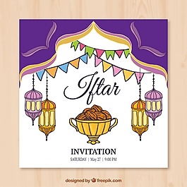 手工灯笼画开斋的邀请