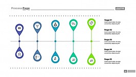 五级流程图幻灯片模板