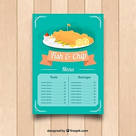 餐厅菜单，炸鱼薯条