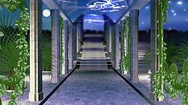 城堡月光婚礼舞台动态视频素材