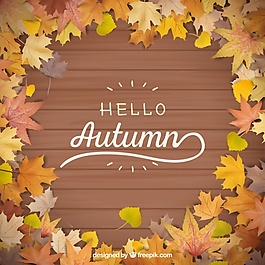 现代的秋天背景与现实的叶子