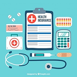 带医疗工具的手绘构图