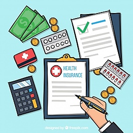 手工医疗文件和货币