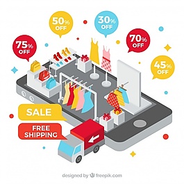 智能手机和平面设计服装店