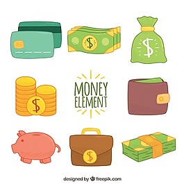 手绘货币要素集