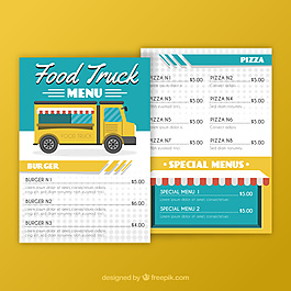现代食品卡车菜单模板