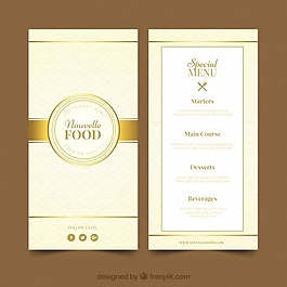 金色风格的现代菜单模板