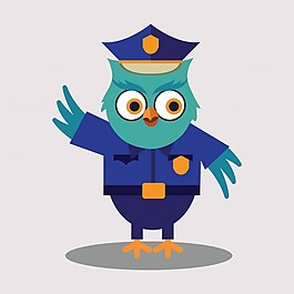 猫头鹰卡通角色可爱警察