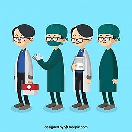 与医生和外科医生一起戴眼镜