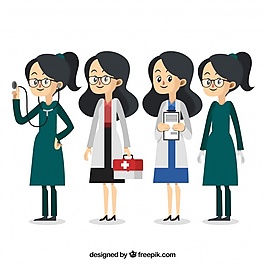 穿着不同服装的女医生