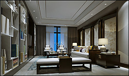 新中式客厅屏风隔断室内装修效果图