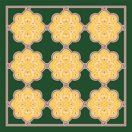 橙绿色花纹经典填充背景素材