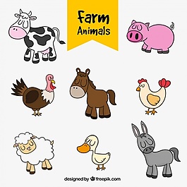 一套漂亮的手工农场动物