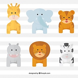 平板设计中可爱的野生动物群